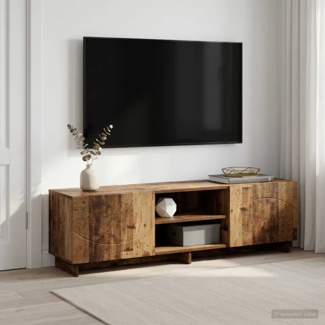 vidaXL TV-standaard 140 x 34,5 x 40 cm Oud hout Bewerkt hout Bruin