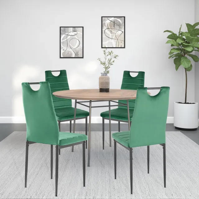 Notio Living Mandy-Eetkamerstoelen - Set van 4 - Donkergroen