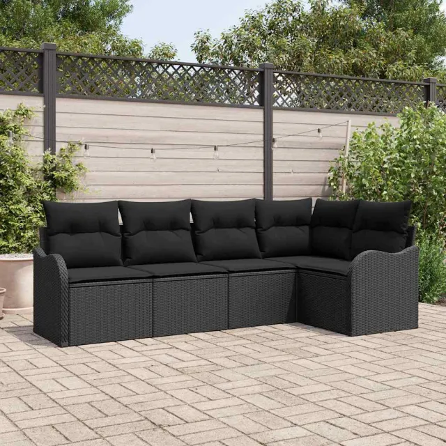vidaXL Tuin Sofa Set 5 st Zwart poly rattan, foto 2
