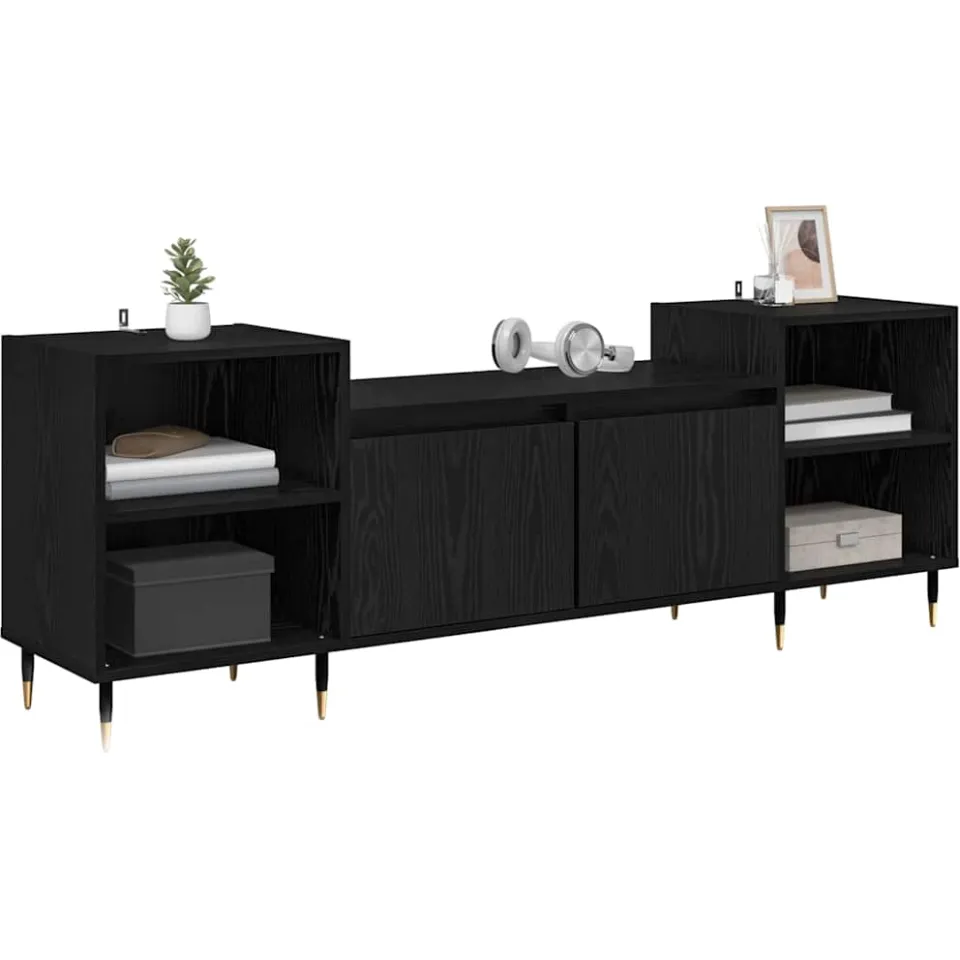 vidaXL TV-kast 160 x 35 x 55 cm Zwart Eiken Bewerkt hout