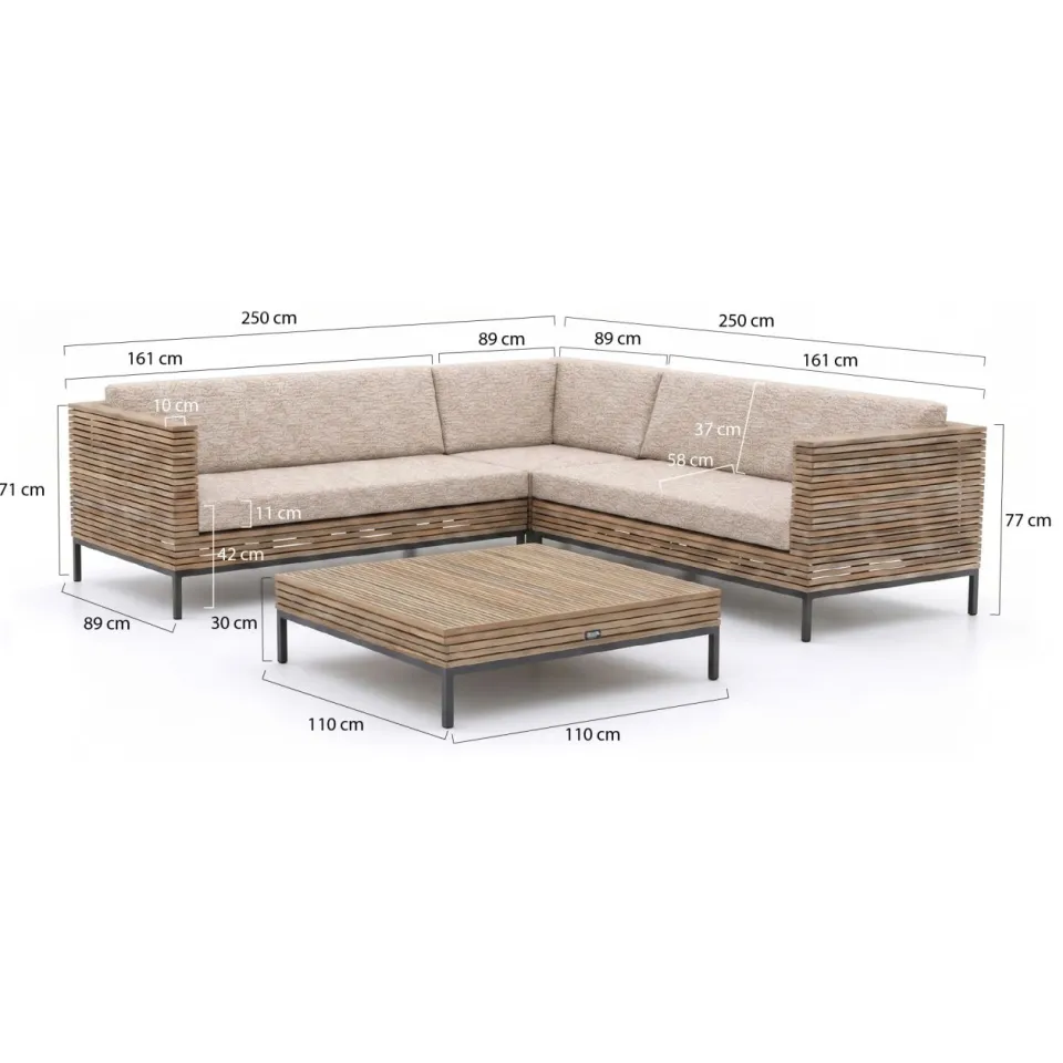 ROUGH Furniture ROUGH-D hoek loungeset 4-delig 5-zits bruin, foto 2