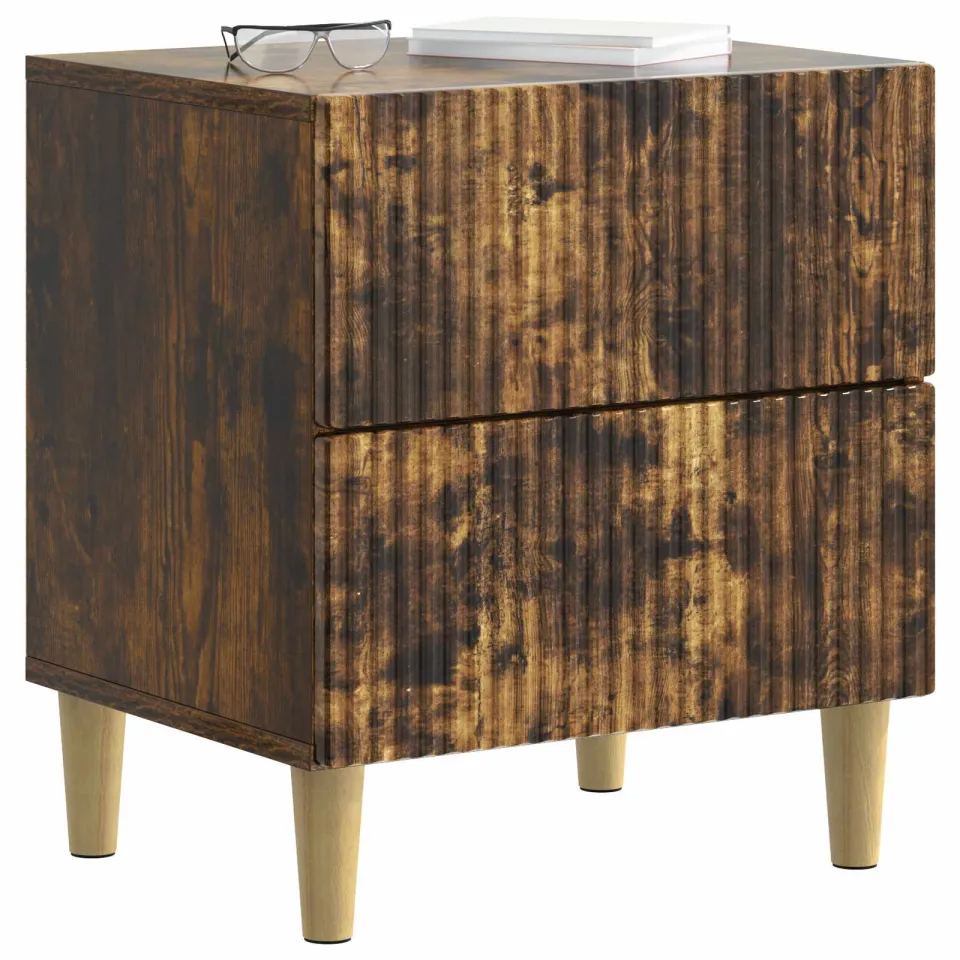 vidaXL Nachtkastje 2 st Gerookt eiken 43 x 34,5 x 48 cm Bewerkt hout Bruin