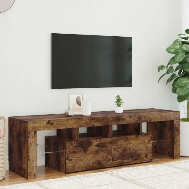 vidaXL Tv-meubel LED-verlichting 140x36,5x40 cm gerookt eikenkleurig, foto 2