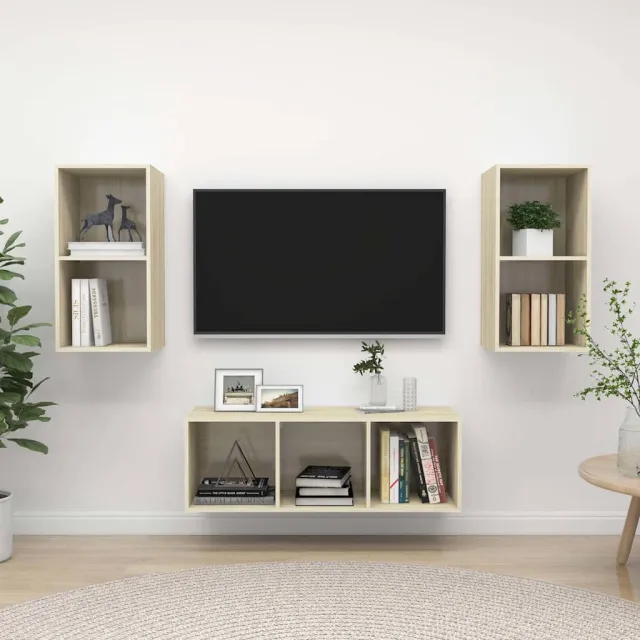 vidaXL 3-delige Tv-meubelset bewerkt hout sonoma eikenkleurig, foto 2