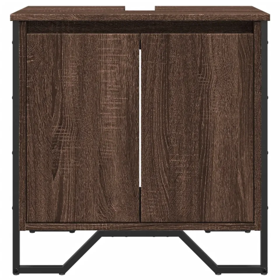 vidaXL Wastafelkast 60x35x60 cm bewerkt hout bruin eikenkleurig, foto 4