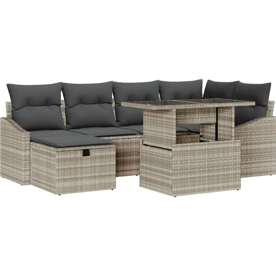 vidaXL Tuin Sofa Set 7 st poly rattan Zwart