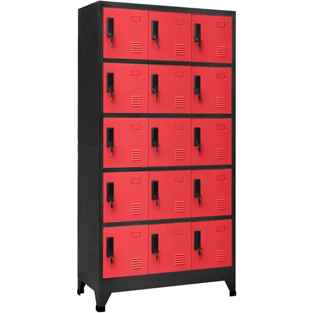 vidaXL Lockerkast 90x40x180 cm staal antracietkleurig en rood Anthraciet