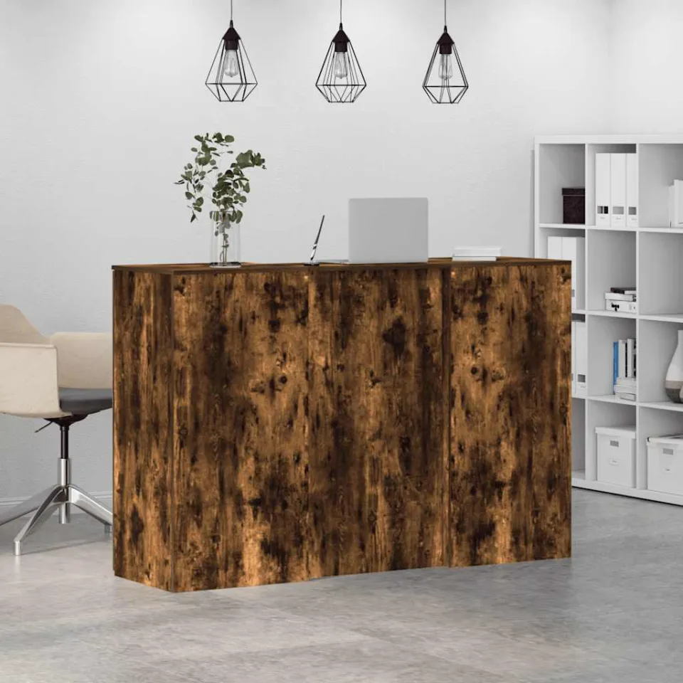 vidaXL Receptiebalie 155x50x103,5 cm bewerkt hout gerookt eikenkleurig, foto 4