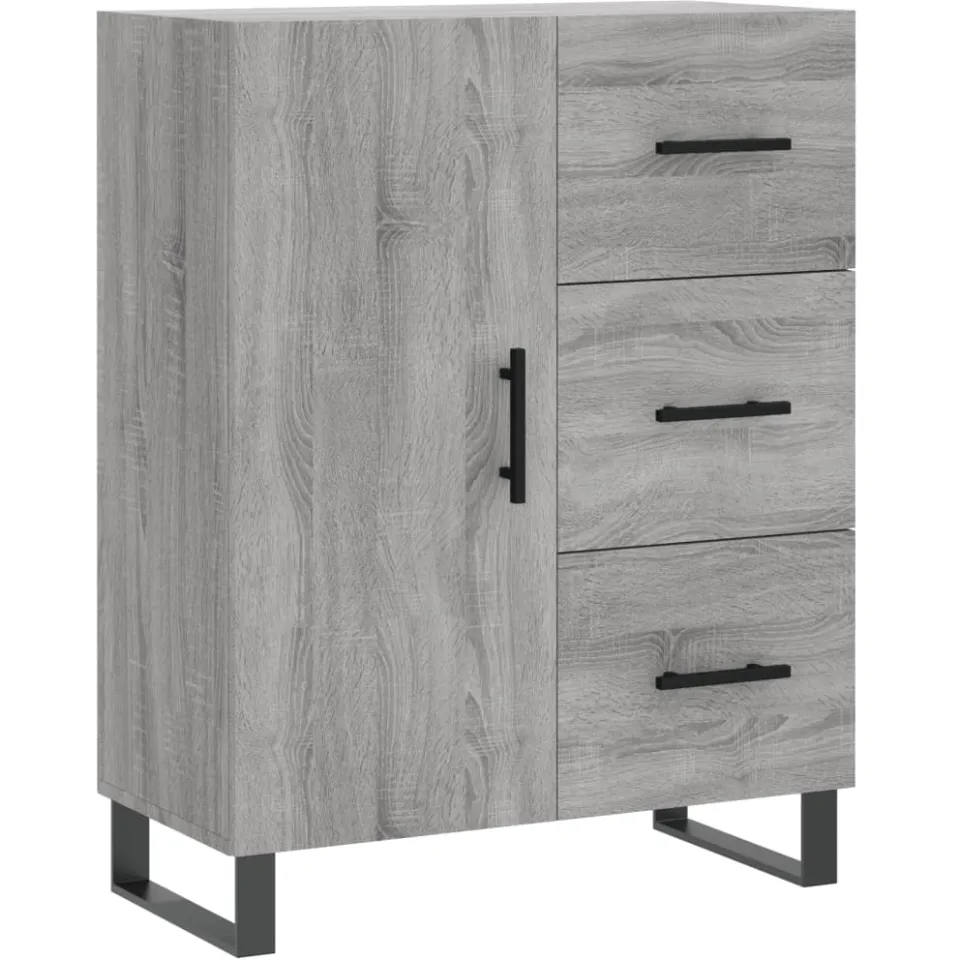vidaXL Dressoir 69,5x34x90 cm bewerkt hout grijs sonoma eikenkleurig, foto 3