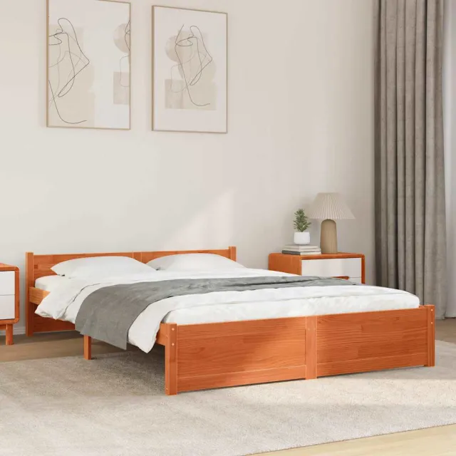 vidaXL Bedframe Wasbruin 195,5 x 145,5 x 51 cm Massief grenenhout