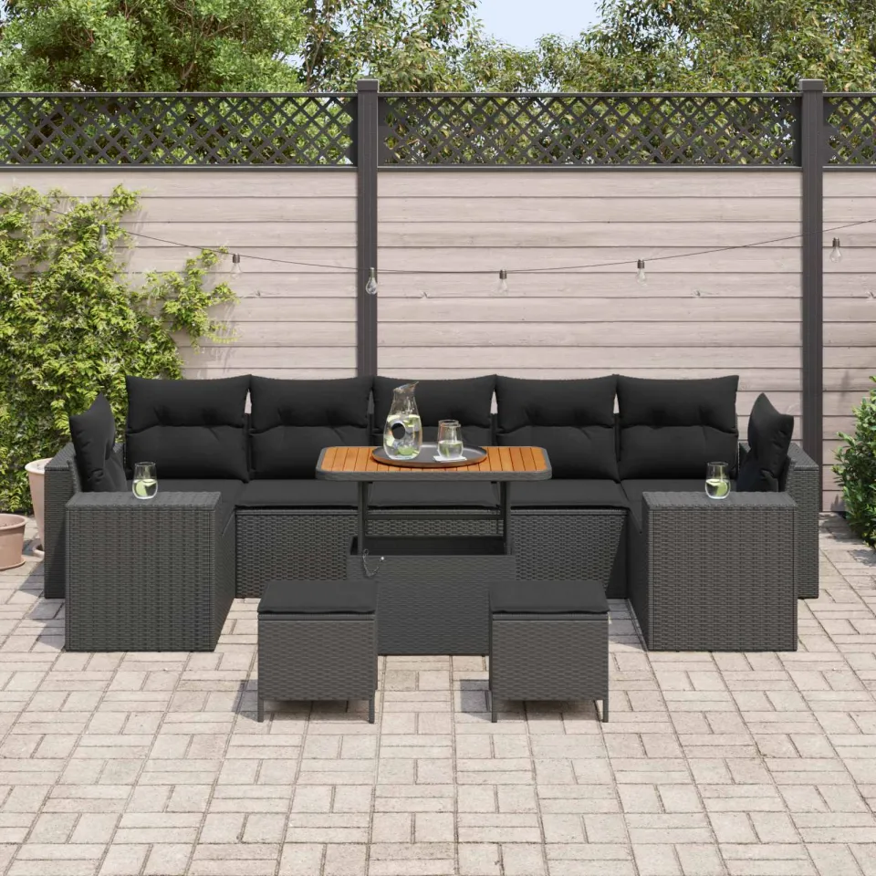 vidaXL Tuin Sofa Set 10 st Zwart poly rattan, foto 3