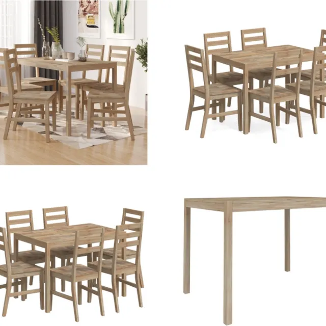 vidaXL 7-delige - Eethoek - massief - acaciahout bruin