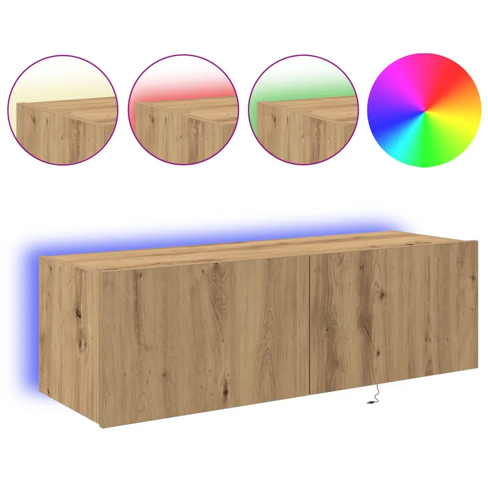 vidaXL TV Wandkast 100 x 35 x 31 cm Artisan Eiken Bewerkt hout, foto 4