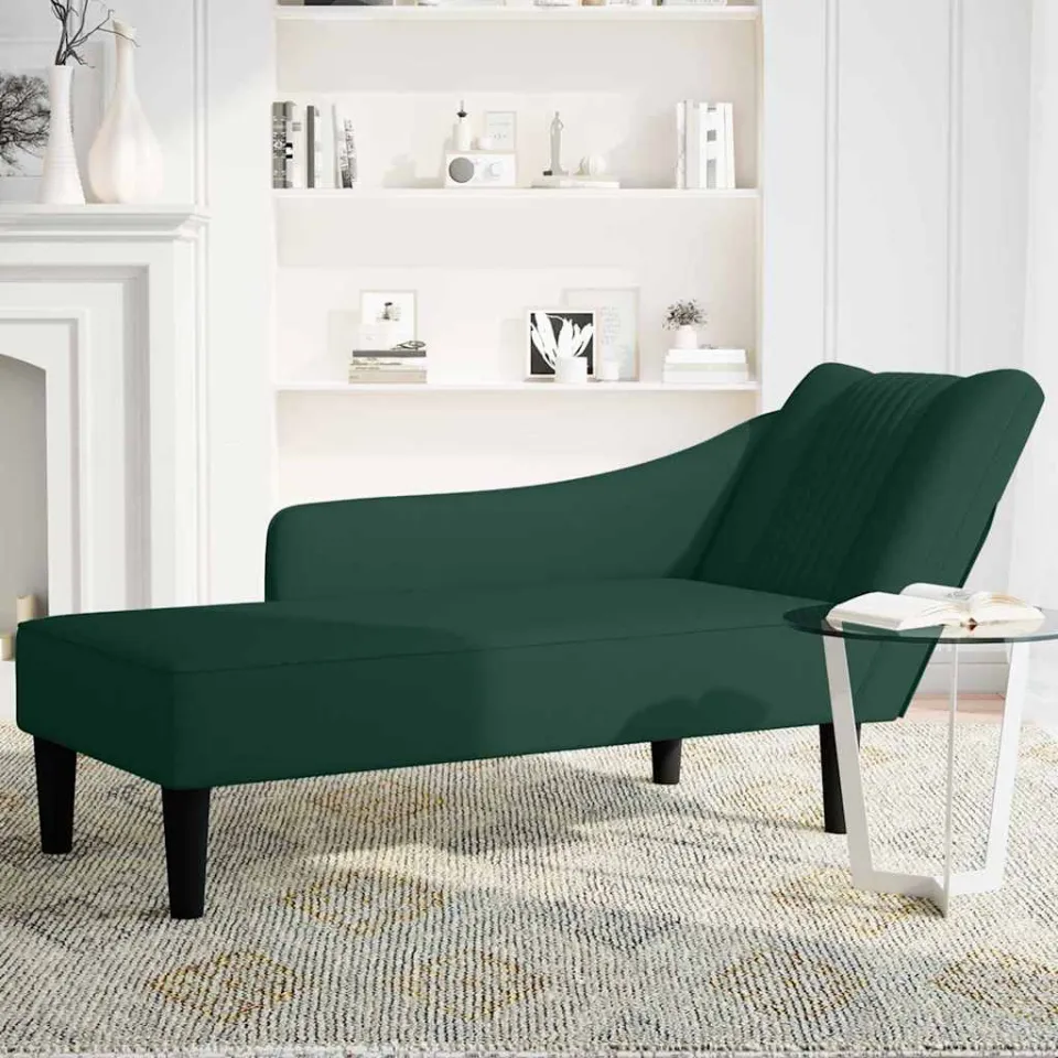 vidaXL Chaise longue met rechterarmleuning fluweel donkergroen groen, foto 3