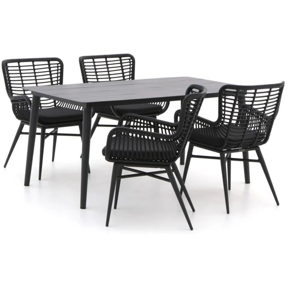 Intenso Furniture Intenso Asti/Sora 160cm dining tuinset 5-delig zwart, foto 5