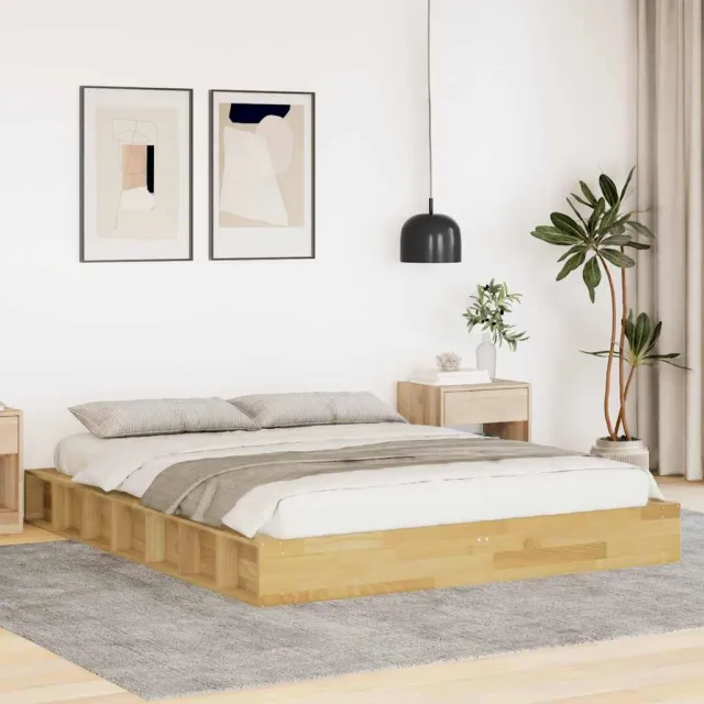 vidaXL Bedframe zonder matras 140x190 cm massief hout eiken Bruin