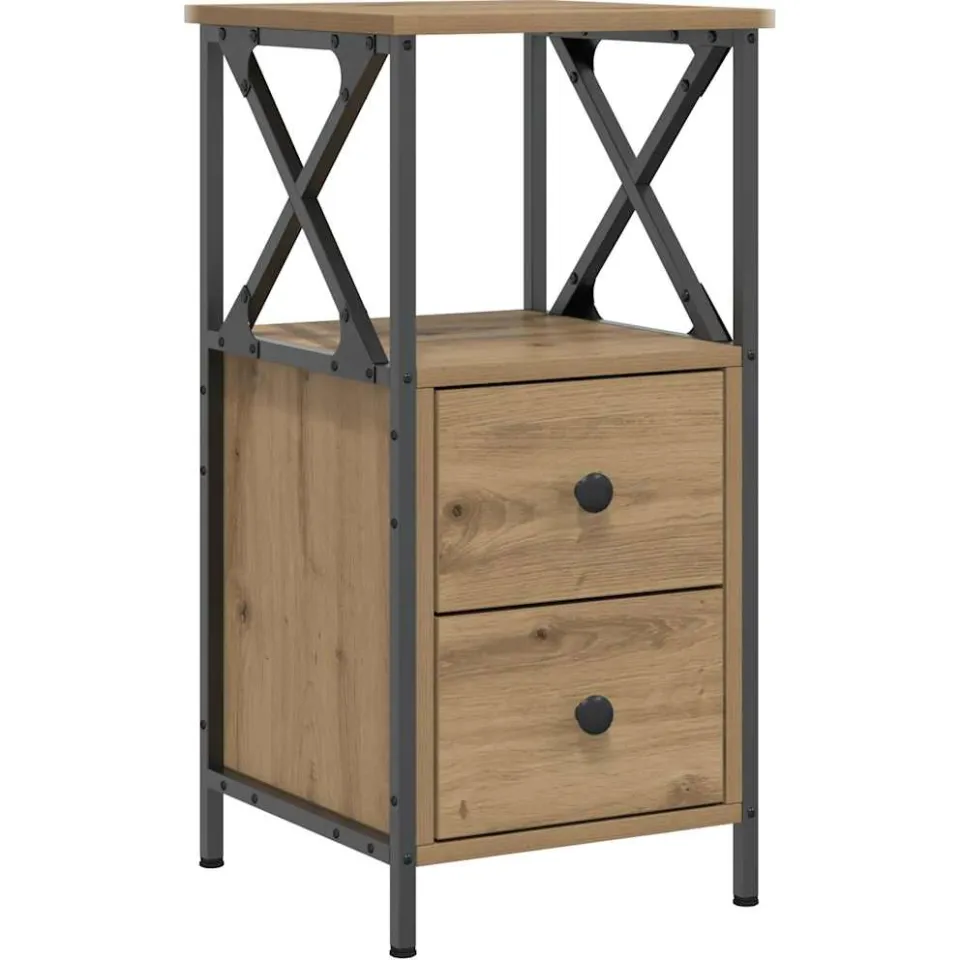 vidaXL Nachtkastje 34x35,5x70 cm bewerkt hout artisanaal eikenkleurig, foto 3