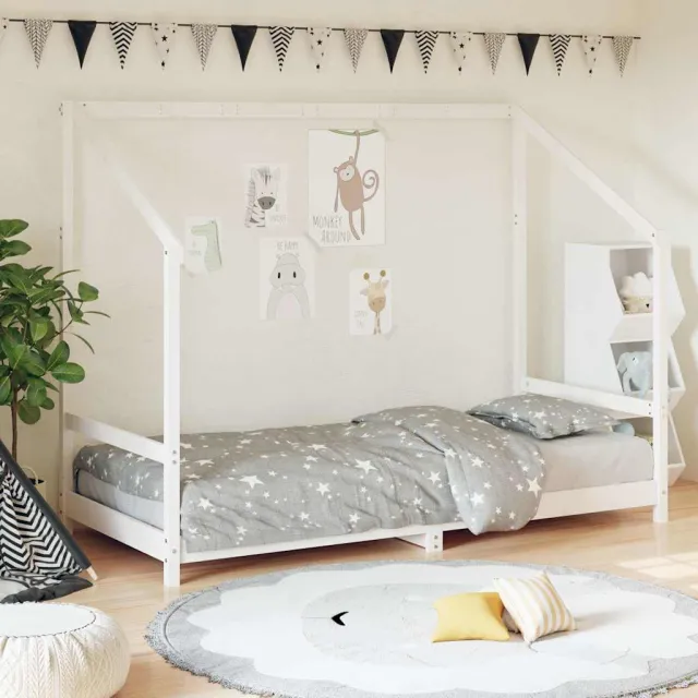 vidaXL Kinderbedframe 90x190 cm massief grenenhout wit, foto 2