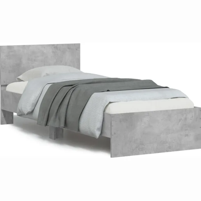 vidaXL Bedframe met hoofdbord en LED-verlichting betongrijs 90x200 cm