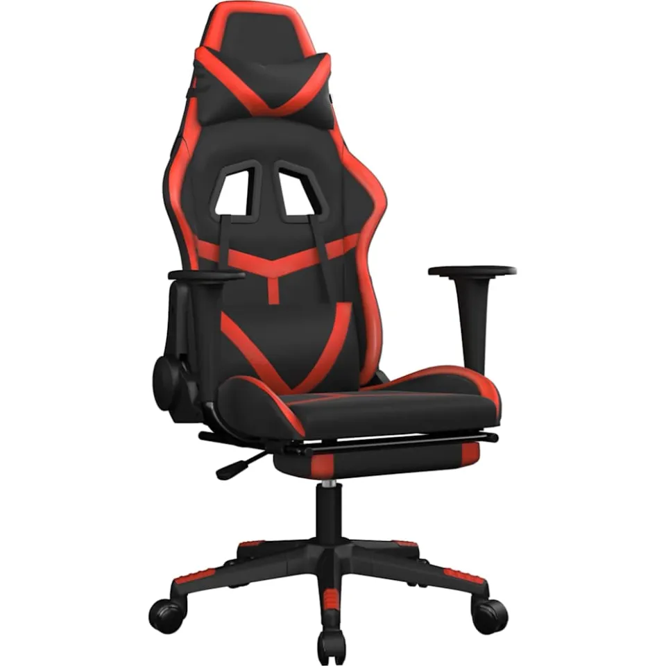 vidaXL Gamestoel met voetensteun kunstleer zwart en rood, foto 3