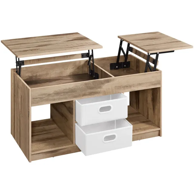 Smyl. Salontafel - Bijzettafel - In Hoogte Verstelbaar - Woonkamer - Met Opbergruimte - 100 x 50 x 48 Bruin