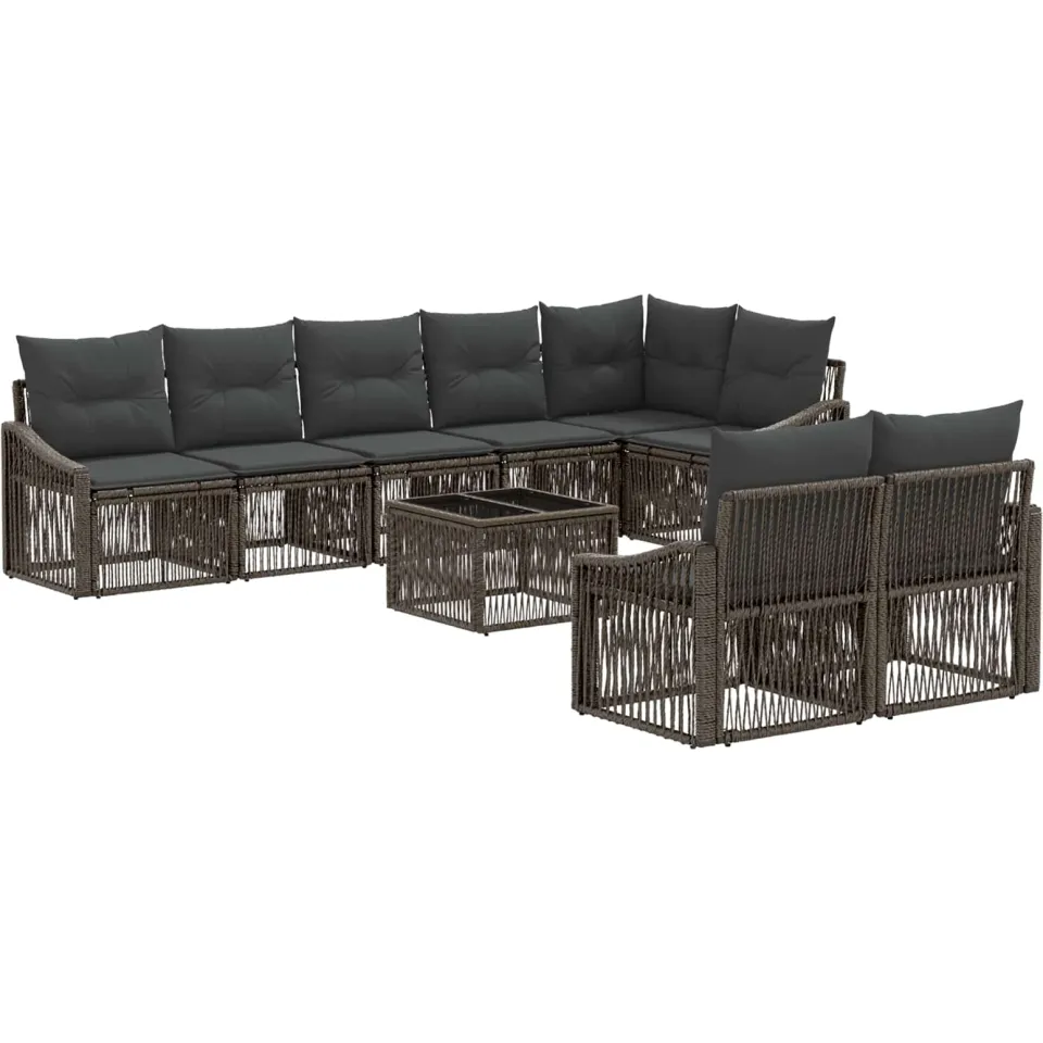 vidaXL Tuinbankenset 9 st Grijs poly rattan, foto 3