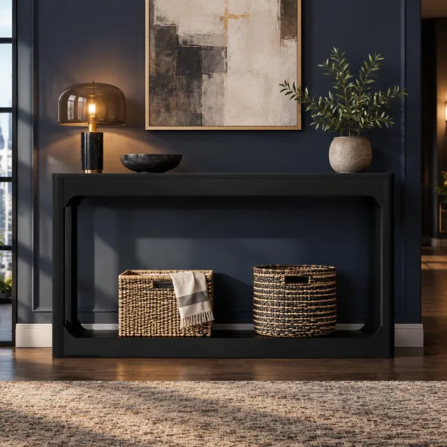 CHICFURN Sidetable - Open opbergruimte - Tweelaags frame - Zwart