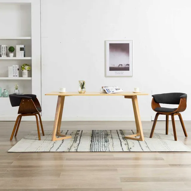 vidaXL Eetkamerstoelen 2 st gebogen hout en stof grijs
