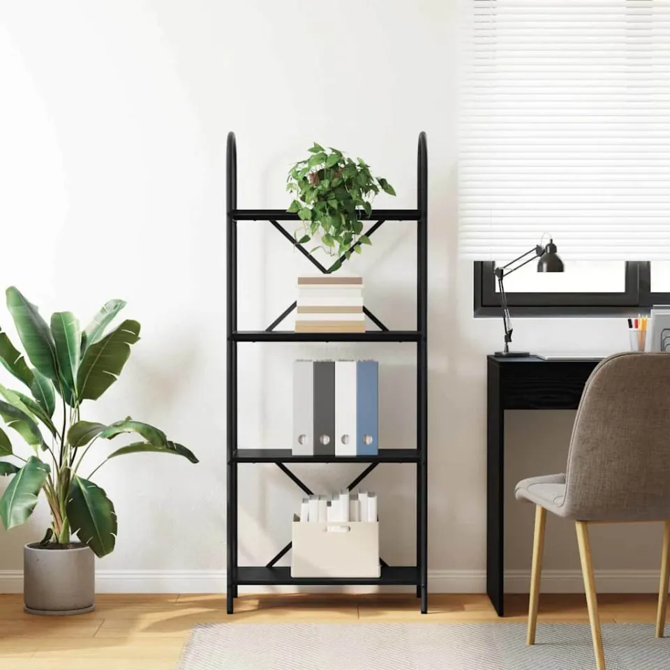 vidaXL Boekenkast 4-laags 60 x 30 x 146 cm Bewerkt hout Zwart Eiken, foto 4