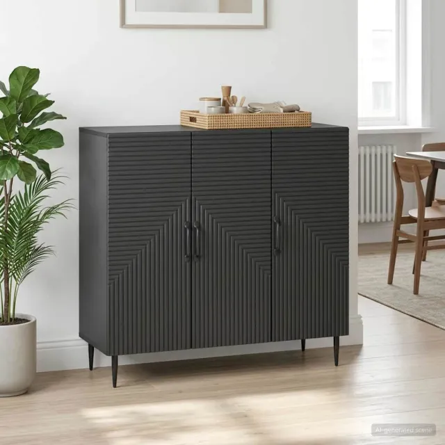 vidaXL Dressoir Zwart 89 x 34,5 x 80 cm Bewerkt hout