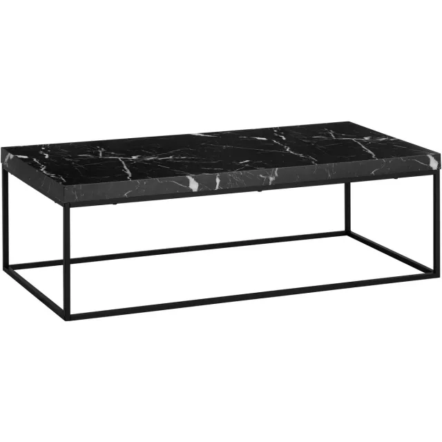 Ervesto Salontafel 120x60x38 cm Zwarte salontafel in marmerlook Modern, Design Woonkamertafel Rechthoekig, Lounge salontafel, Salontafel Metalen poten Groot