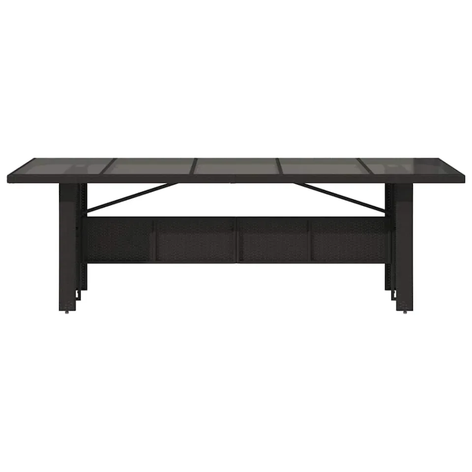 vidaXL Tuintafel met glazen blad 240x90x75 cm poly rattan zwart, foto 4