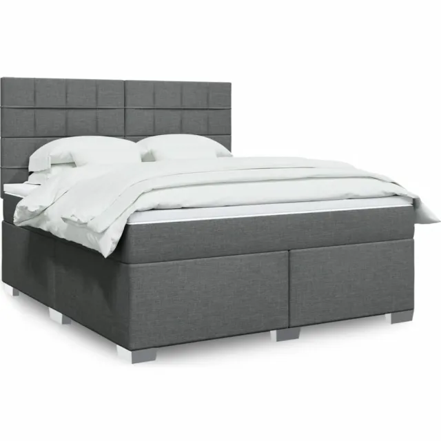 vidaXL Boxspring met matras stof donkergrijs 180x200 cm grijs