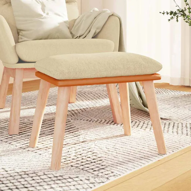 vidaXL Voetenbank 45x29,5x35 cm stof en kunstleer crèmekleurig, foto 2