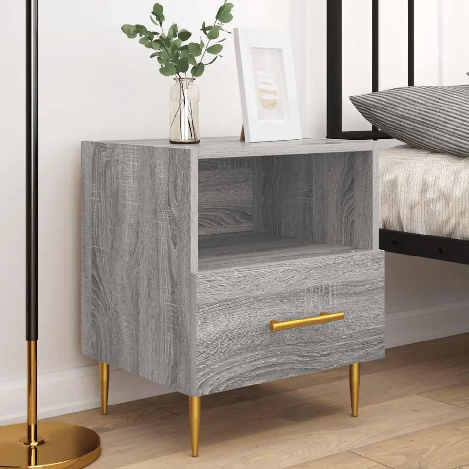vidaXL Nachtkastjes 2 st 40x35x47,5 cm bewerkt hout grijs sonoma eiken, foto 3