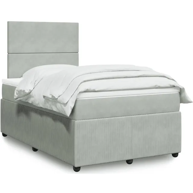 vidaXL Boxspring met matras fluweel lichtgrijs 120x200 cm grijs