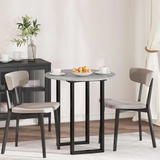 vidaXL Tafelblad Ø 70 x 1,5 cm Rond Bewerkt hout Betongrijs