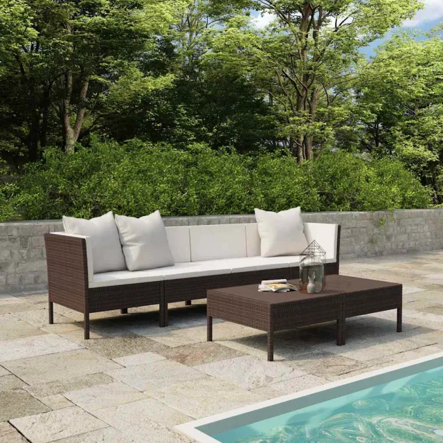 vidaXL 6-delige Loungeset met kussens poly rattan bruin, foto 2