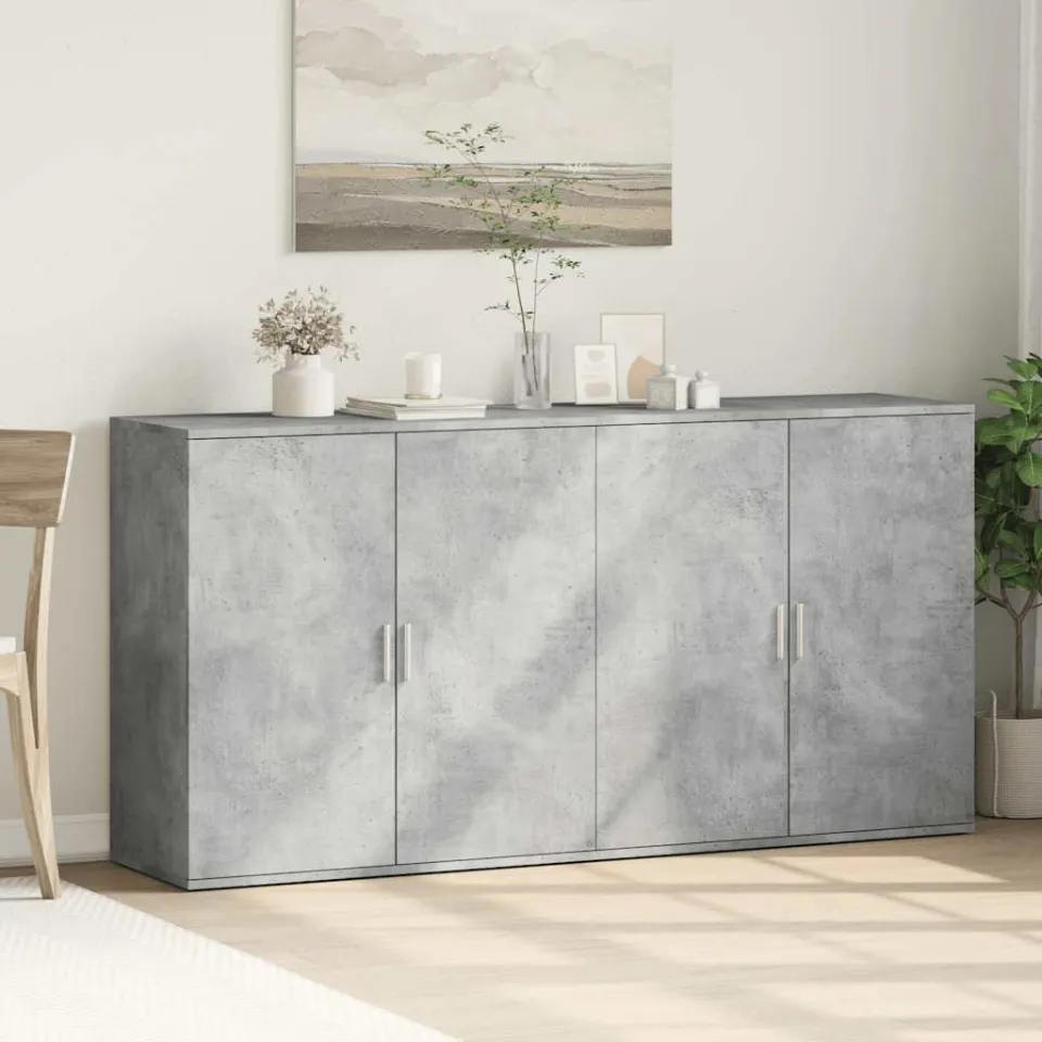 vidaXL Dressoirs 2 st 79x38x80 cm bewerkt hout betongrijs grijs, foto 3