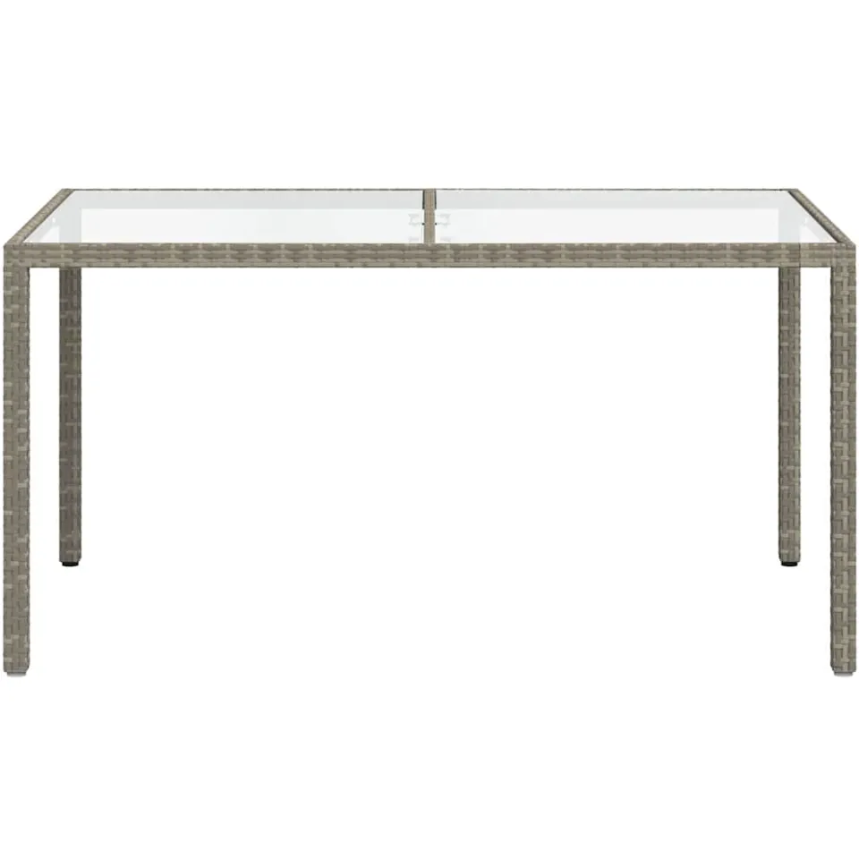 vidaXL Tuintafel 150x90x75 cm gehard glas en poly rattan grijs