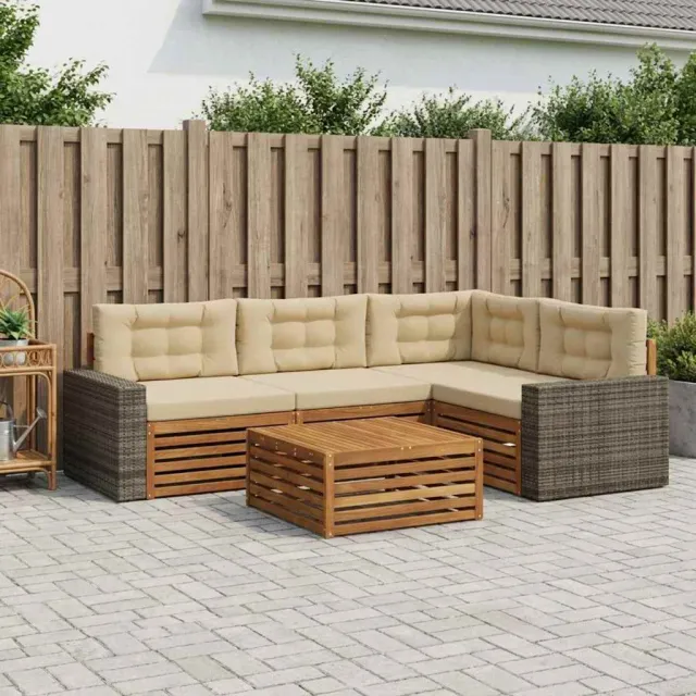 vidaXL Buiten bankenset 5 st 4-zits Natuurlijk en Beige