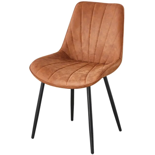 Lizzely Garden & Living SET DEAL 6 STUKS: Eetkamerstoel cognac microvezel Tessa eetstoel zetel