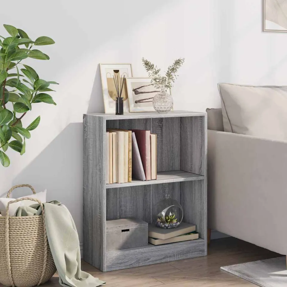 vidaXL Boekenkast 60x24x76 cm bewerkt hout grijs sonoma eikenkleurig, foto 4