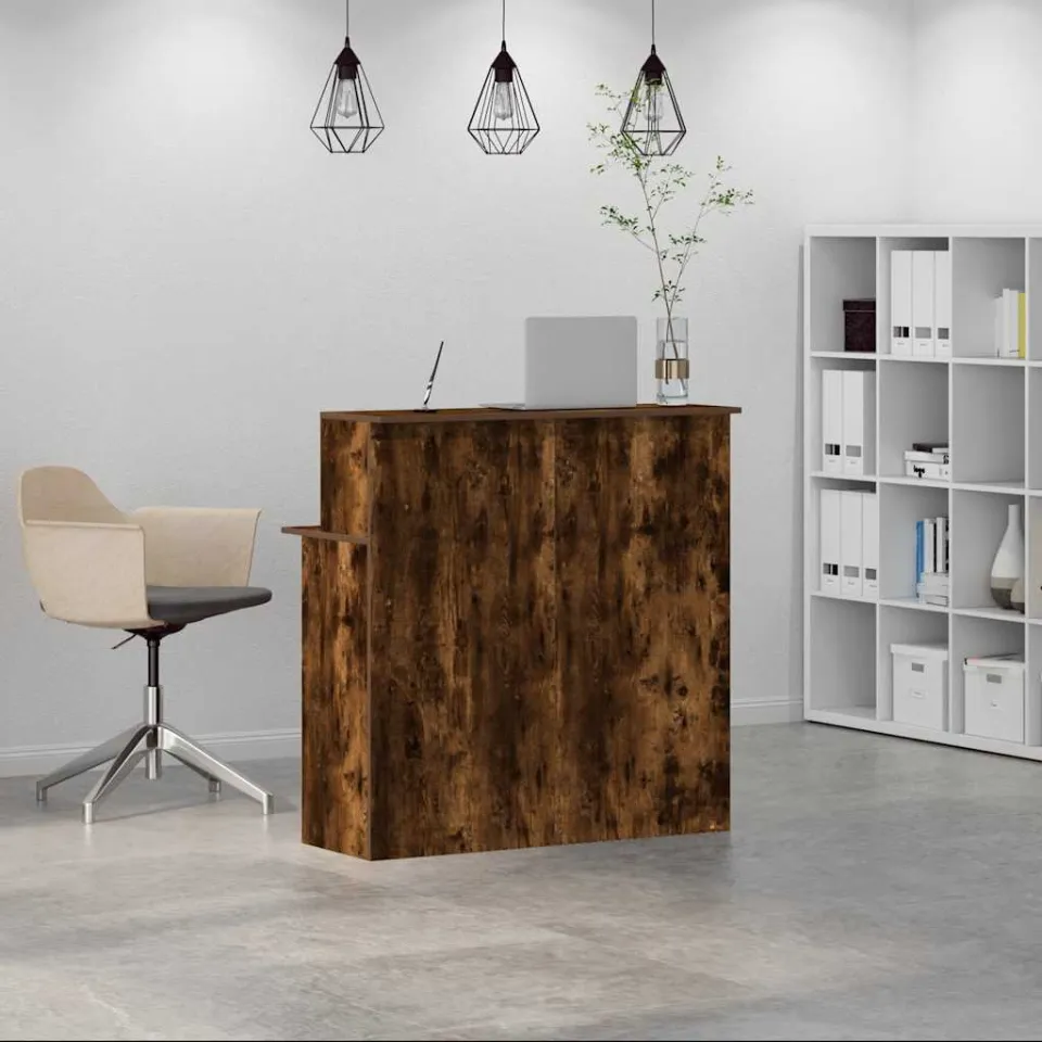 vidaXL Receptiebalie 100x50x103,5 cm bewerkt hout gerookt eikenkleurig, foto 2