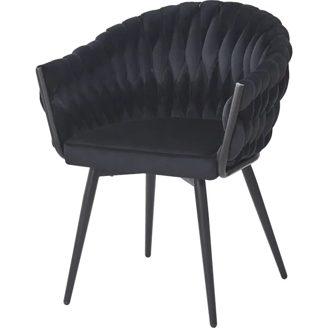 HTfurniture Annika stitching chair-Black color-with black legs