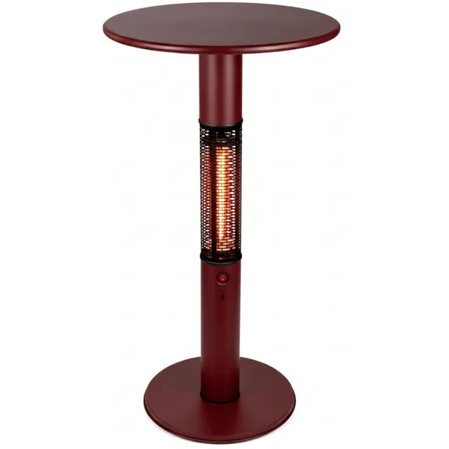 Monti HeatLine Vibe bartafel met terrasverwarmer 1500W ø60cm (h: 110cm) Rood