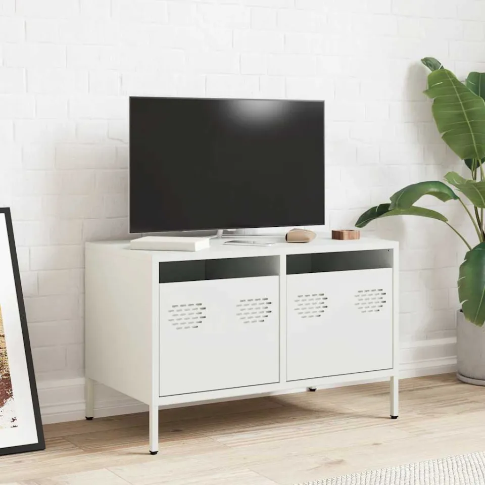 vidaXL Tv-meubel 68x39x43,5 cm koudgewalst staal wit, foto 2