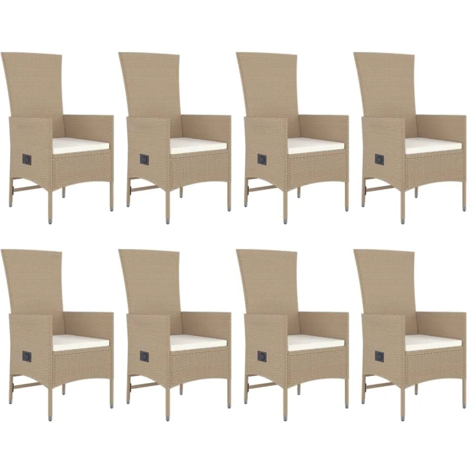 vidaXL 9-delige Tuinset met kussens poly rattan beige, foto 3
