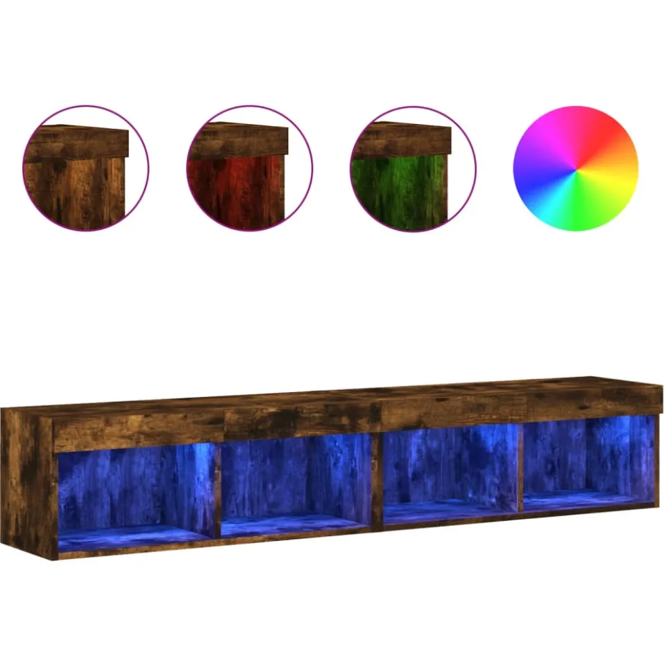 vidaXL Tv-meubels met LED-verlichting 2 st 80x30x30 cm gerookt eiken Bruin