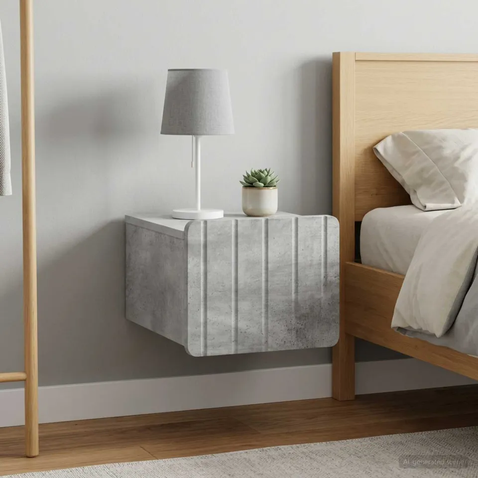 vidaXL Wandbeugel Bedkast 2 st Betongrijs 33 x 34,5 x 24 cm grijs, foto 4